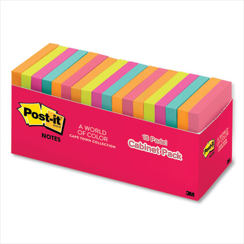 Post-It® Notes Original Pads In Poptimistic Colors, Cabinet Pack, 3 X 3, 100 Sheets/Pad, 18 Pads/Pack