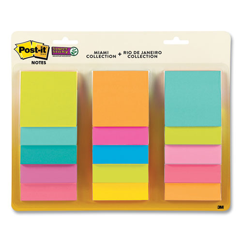 Image of Pad Collection Assortment Pack, 3" x 3", Energy Boost and Supernova Neon Color Collections, 45 Sheets/Pad, 15 Pads/Pack