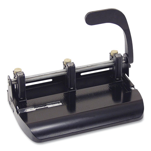 Image of 32-Sheet Heavy-Duty Two-Three-Hole Punch with Lever Handle, 9/32" Holes, Black