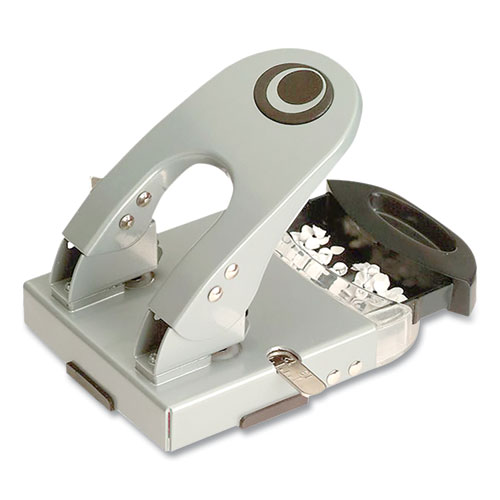 Image of Officemate 50-Sheet Deluxe Two-Hole Punch, 1/4" Holes, Gray/Blue