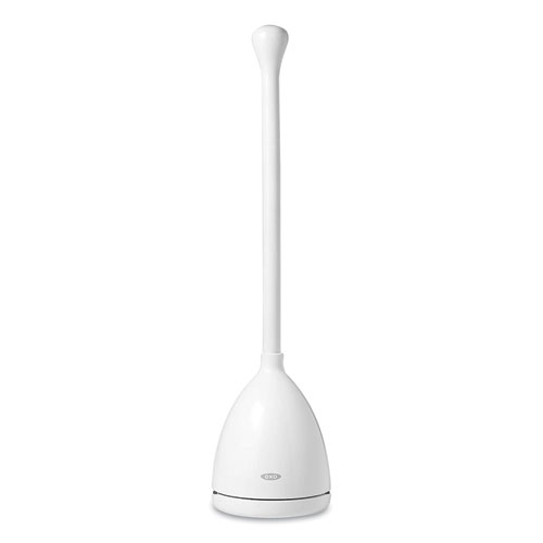 OXO Good Grips Toilet Plunger and Canister, 24" Plastic Handle, 6" dia, White