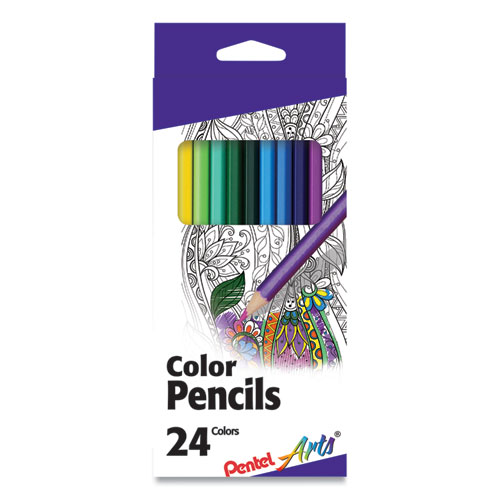 Pentel Arts® Color Pencils, 1.98 Mm, H (#3), Assorted Lead/Barrel Colors, 24/Pack