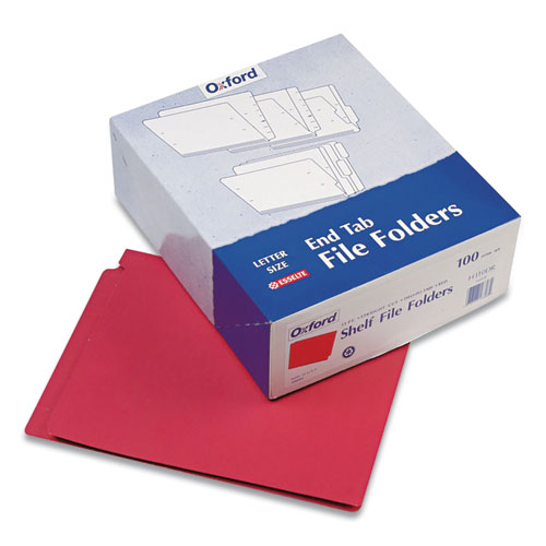 Image of Pendaflex® Colored End Tab Folders With Reinforced Double-Ply Straight Cut Tabs, Letter Size, 0.75" Expansion, Red, 100/Box