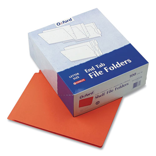 Image of Pendaflex® Colored End Tab Folders With Reinforced Double-Ply Straight Cut Tabs, Letter Size, 0.75" Expansion, Orange, 100/Box