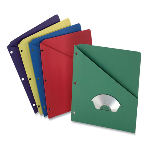 Slash Pocket Project Folders, 3-Hole Punched, Straight Tab, Letter Size, Assorted, 25/Pack