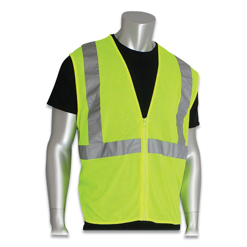 Zipper Safety Vest, Hi-Viz Lime Yellow, Large