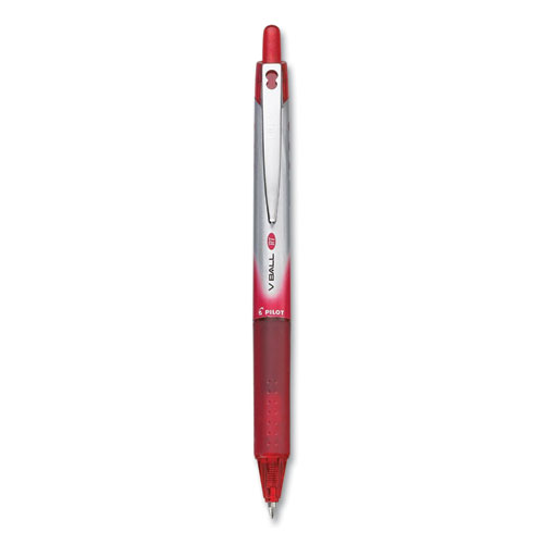 VBall RT Liquid Ink Roller Ball Pen, Retractable, Fine 0.7 mm, Red Ink, Red/White Barrel, Dozen