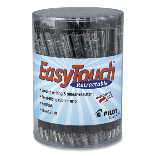 EasyTouch Ballpoint Pen, Retractable, Fine 0.7 mm, Black Ink, Clear Barrel, 36/Pack