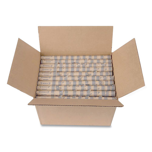 Preformed Tubular Coin Wrappers, Nickels, $2, 1000 Wrappers/Box