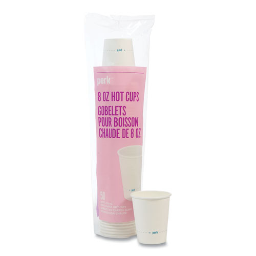 Perk™ White Paper Hot Cups, 8 oz, 100/Pack