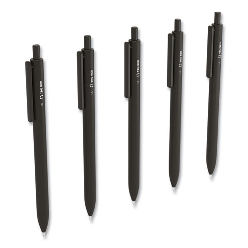 Quick Dry Gel Pen, Retractable, Bold 1 mm, Black Ink, Black Barrel, 5/Pack