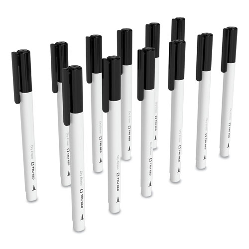 Dry Erase Marker, Pen-Style, Extra-Fine Bullet Tip, Black, Dozen