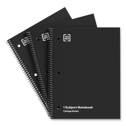 Image of One-Subject Notebook, Medium/College Rule, Black Cover, (70) 11 x 8.5 Sheets, 3/Pack