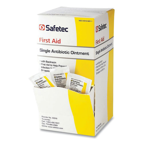 Safetec® First Aid Single Antibiotic Ointment, 0.03 oz Packet, 144/Box