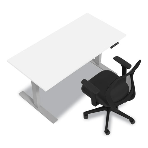 Essentials Electric Sit-Stand Desk, 55.1" x 27.5" x 25.9" to 51.5", White/Aluminum