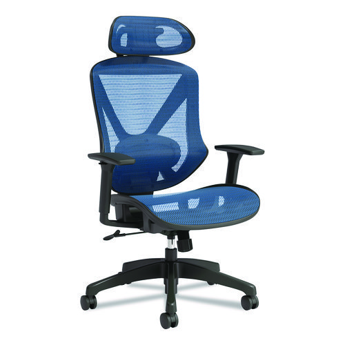 FlexFit Dexley Mesh Task Chair, Supports Up to 275 lb, Blue Seat/Back, Black Base