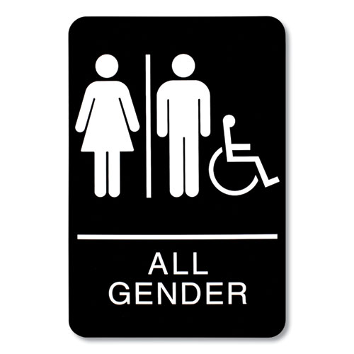 Headline® Sign ADA Sign, All Gender/Wheelchair Accessible Tactile Symbol, Plastic, 6 x 9, Black/White