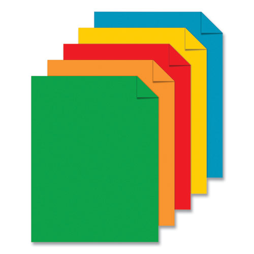 Color Cardstock, 65 lb Cover Weight, 8.5 x 11, Assorted Primary Colors, 50/Pack