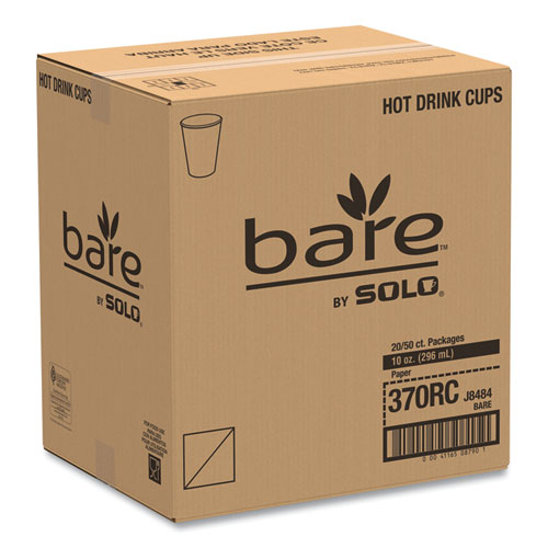 Image of Solo® Bare Eco-Forward Recycled Content Pcf Paper Hot Cups, 10 Oz, Green/White/Beige, 1,000/Carton