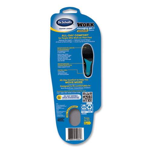 Image of Dr. Scholl'S® Comfort And Energy Work Massaging Gel Insoles, Women Sizes 6 To 11, Black/Blue, Pair