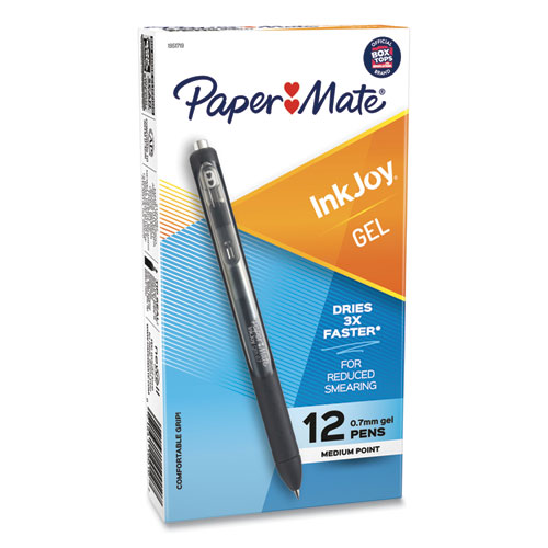 Image of Paper Mate® Inkjoy Gel Pen, Retractable, Medium 0.7 Mm, Black Ink, Black Barrel, Dozen