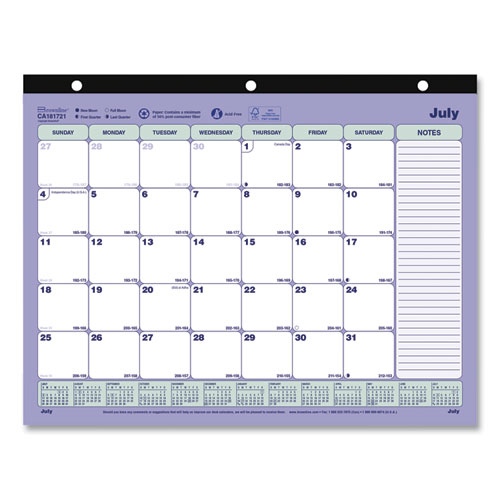 Academic 13-Month Desk Pad Calendar, 11 x 8.5, Black Binding, 13-Month (July to July): 2023 to 2024