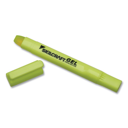7520016919224 SKILCRAFT Gel Highlighter, Fluorescent Yellow Ink, Chisel Tip, Yellow Barrel, 4/Pack