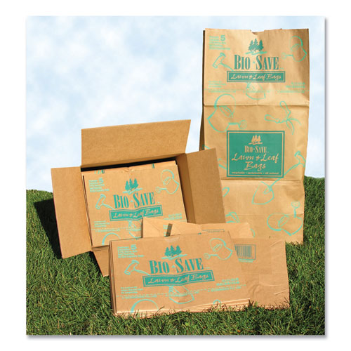 Lawn and Leaf Bags, 30 gal, 1 mil, Brown Kraft, 50/Carton