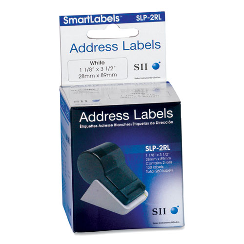 Seiko Slp-2Rl Self-Adhesive Address Labels, 1.12" X 3.5", White, 130 Labels/Roll, 2 Rolls/Box