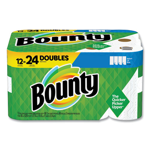 Bounty® Select-a-Size Kitchen Roll Paper Towels, 2-Ply, 5.9 x 11, White, 98 Sheets/Roll, 12 Rolls/Carton