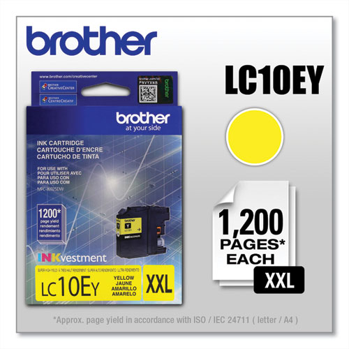 Brother Lc10Ey Inkvestment Super High-Yield Ink, 1,200 Page-Yield, Yellow
