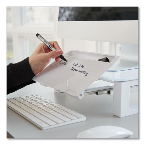 Image of Quartet® Adjustable Height Desktop Glass Monitor Riser With Dry-Erase Board, 14 X 10.25 X 2.5 To 5.25, White, Supports 100 Lb