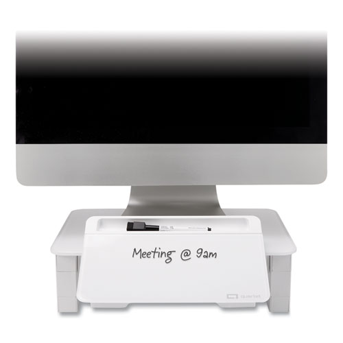 Image of Quartet® Adjustable Height Desktop Glass Monitor Riser With Dry-Erase Board, 14 X 10.25 X 2.5 To 5.25, White, Supports 100 Lb