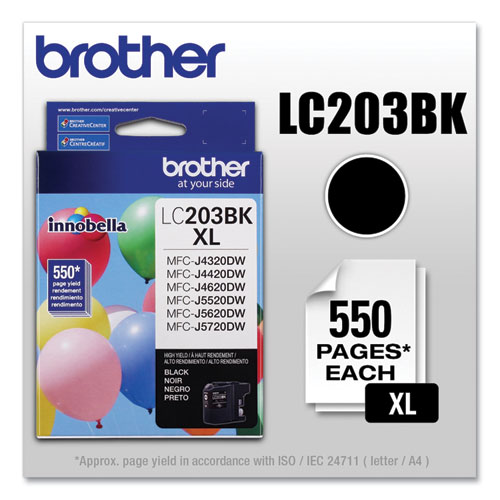 Image of Brother Lc203Bk Innobella High-Yield Ink, 550 Page-Yield, Black