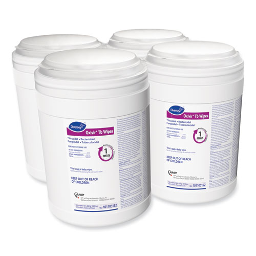 Oxivir TB Disinfectant Wipes, 6 x 6.9, Characteristic Scent, White, 160/Canister, 4 Canisters/Carton