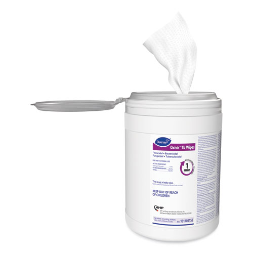 Image of Diversey™ Oxivir Tb Disinfectant Wipes, 6 X 6.9, Characteristic Scent, White, 160/Canister, 4 Canisters/Carton