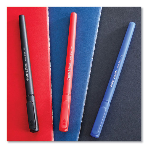 Write Bros. Ballpoint Pen, Stick, Fine 0.8 mm, Blue Ink, Blue Barrel, Dozen