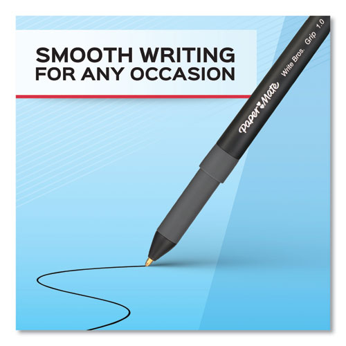 Image of Paper Mate® Write Bros. Grip Ballpoint Pen, Stick, Medium 1 Mm, Black Ink, Black Barrel, Dozen