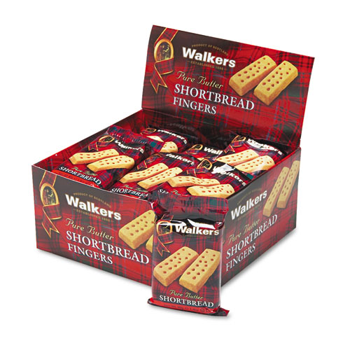 Walkers Shortbread Cookies, Chocolate Chip, 1.4 oz Pack, 2/Pack, 20 Packs/Box