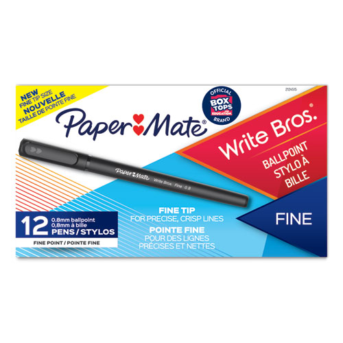 Write Bros. Ballpoint Pen, Stick, Fine 0.8 mm, Black Ink, Black Barrel,  Dozen - Advanced Safety Supply, PPE, Safety Training, Workwear, MRO Supplies