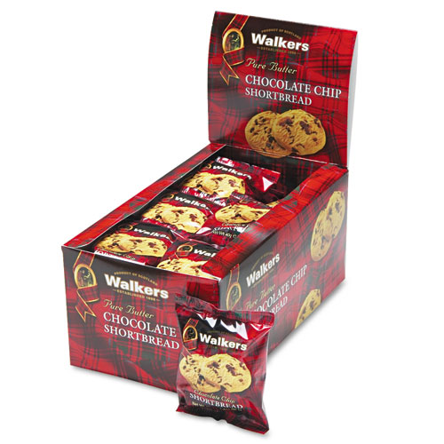 Shortbread Cookies, Chocolate Chip, 2 Cookies/Pack, 24 Packs/Box