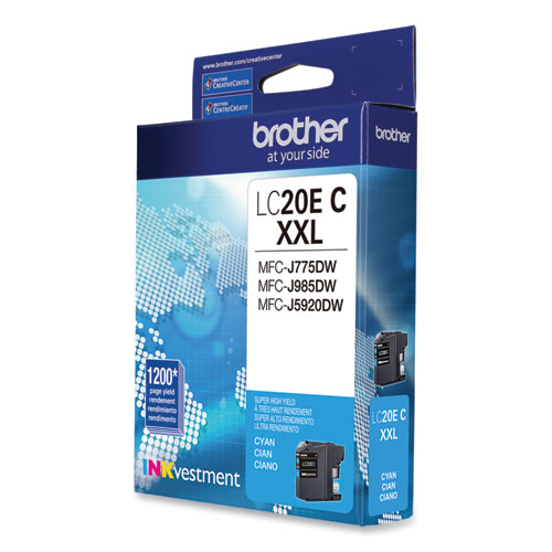 Image of Brother Lc20Ec Inkvestment Super High-Yield Ink, 1,200 Page-Yield, Cyan
