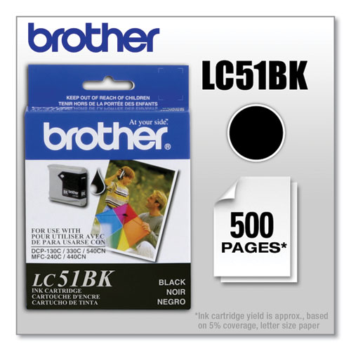 Image of Brother Lc51Bk Innobella Ink, 500 Page-Yield, Black