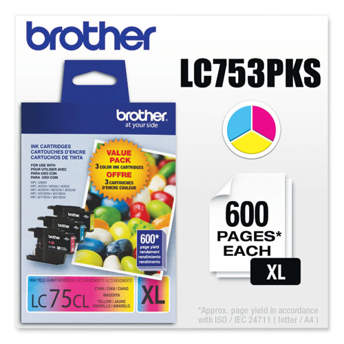 Image of Brother Lc753Pks Innobella High-Yield Ink, 600 Page-Yield, Cyan/Magenta/Yellow