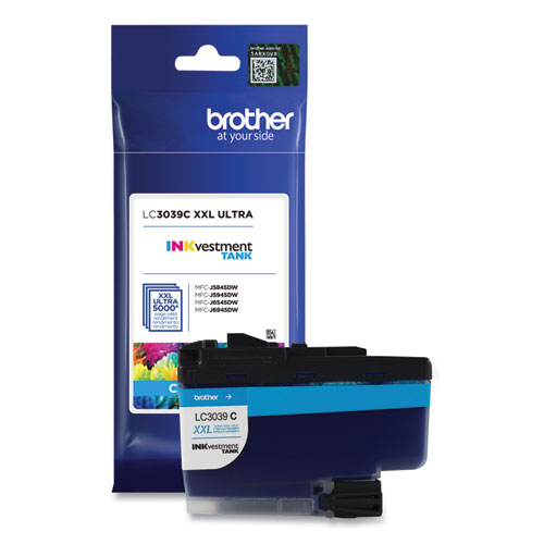 Image of Brother Lc3039C Inkvestment Ultra High-Yield Ink, 5,000 Page-Yield, Cyan