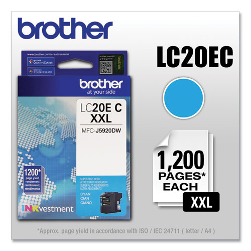 Image of Brother Lc20Ec Inkvestment Super High-Yield Ink, 1,200 Page-Yield, Cyan