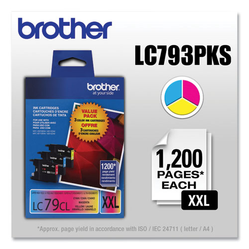 Image of Brother Lc793Pks Innobella Super High-Yield Ink, 1,200 Page-Yield, Cyan/Magenta/Yellow