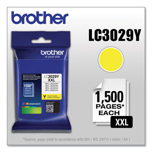 Image of Brother Lc3029Y Inkvestment Super High-Yield Ink, 1,500 Page-Yield, Yellow