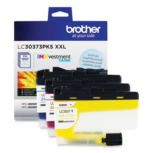 Image of Brother Lc30373Pks Inkvestment Super High-Yield Ink, 1,500 Page-Yield, Cyan/Magenta/Yellow