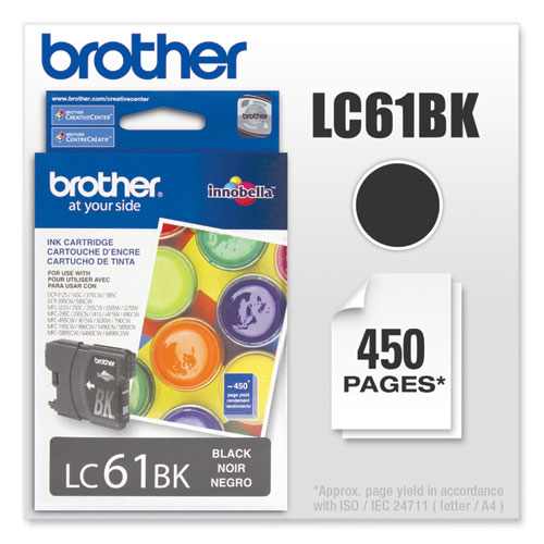 Image of Brother Lc61Bk Innobella Ink, 450 Page-Yield, Black